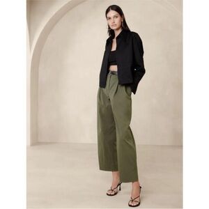 Banana republic pants women's 14 Avila Barrel wide leg pleated green